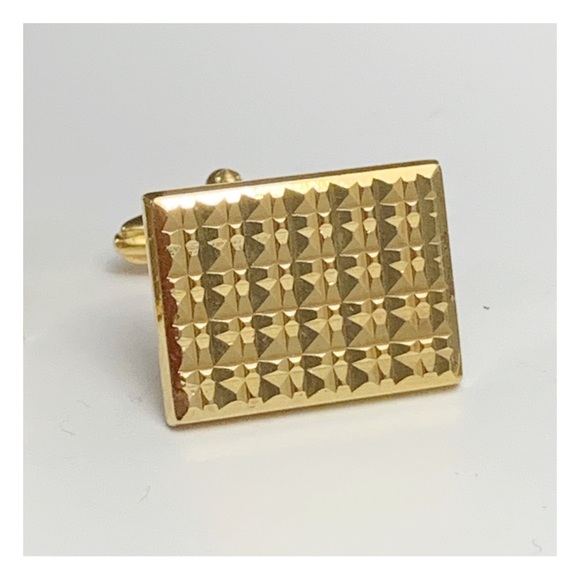 vintage MCM mid century modern rectangular cut gold tone cufflinks - Picture 5 of 11